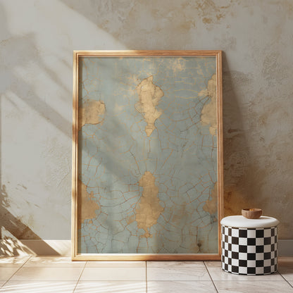 Premium Poster of Vintage Crackled Gold and Turquoise Abstract Art Posters