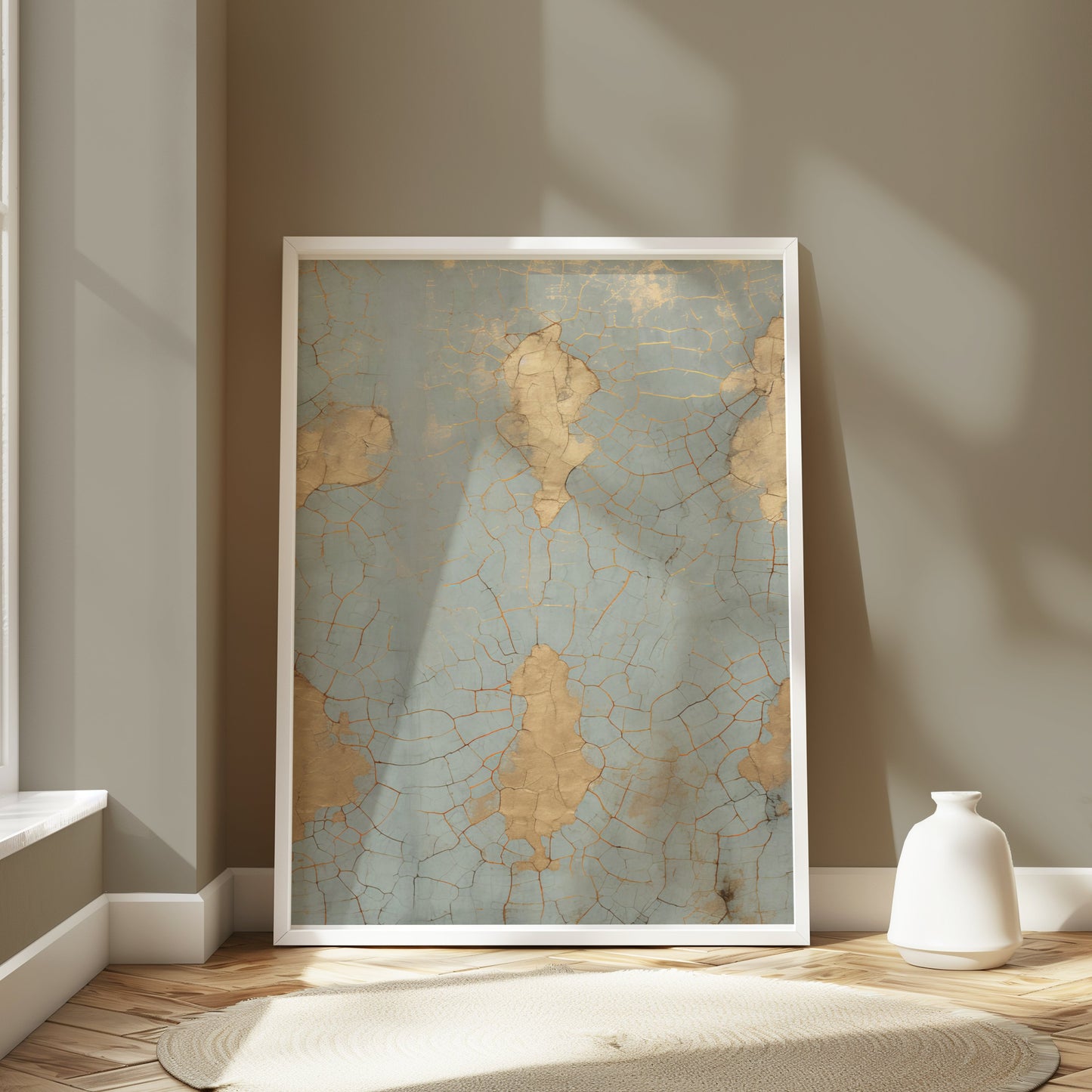Premium Poster of Vintage Crackled Gold and Turquoise Abstract Art Posters