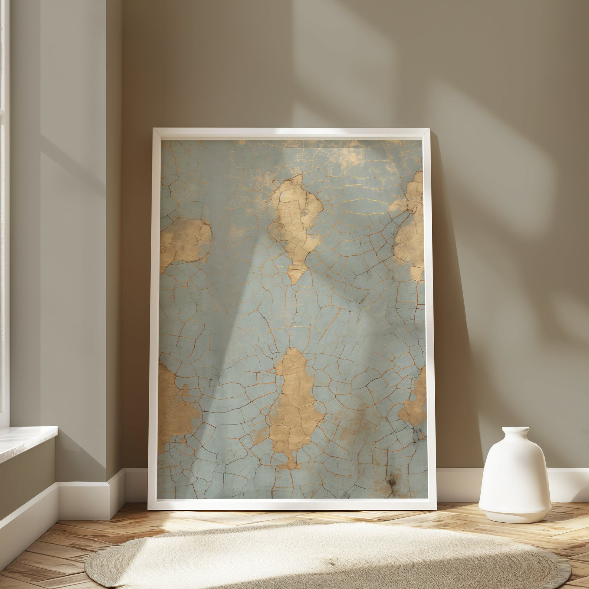 Premium Poster of Vintage Crackled Gold and Turquoise Abstract Art Posters