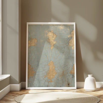 Premium Poster of Vintage Crackled Gold and Turquoise Abstract Art Posters