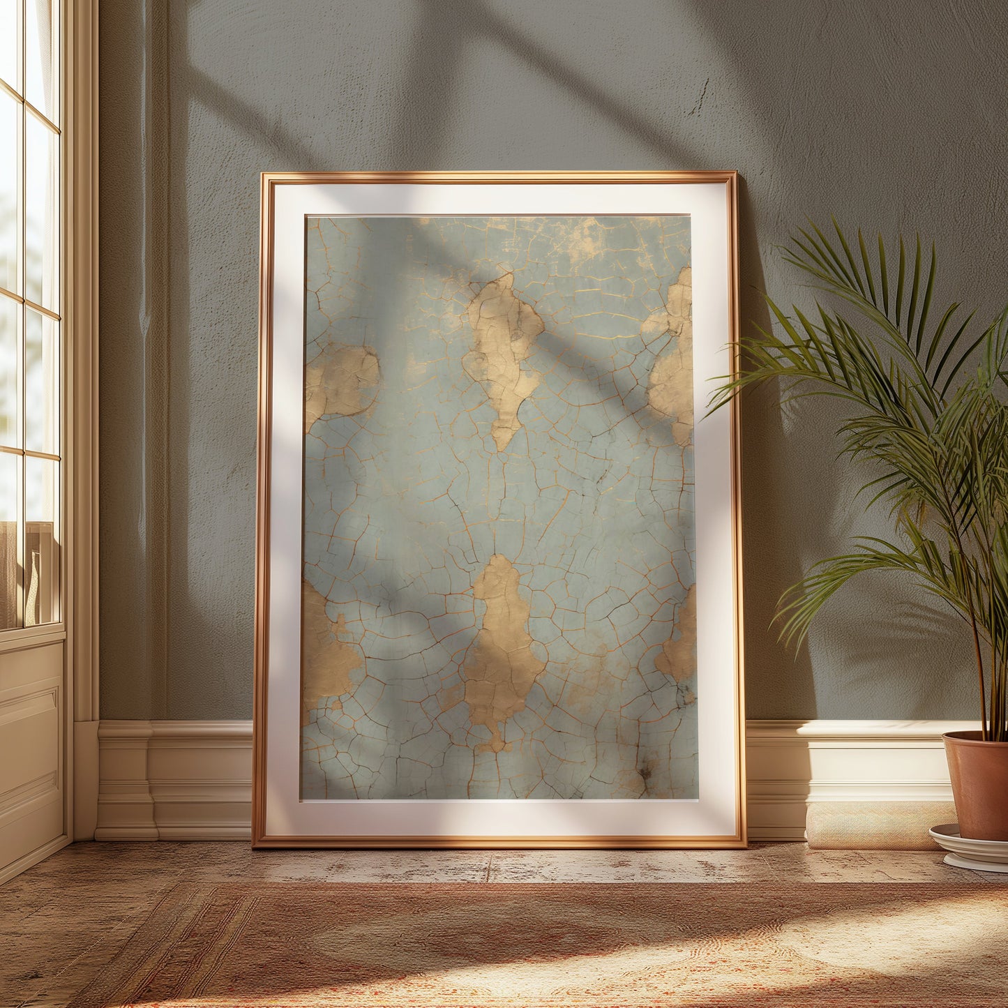 Premium Poster of Vintage Crackled Gold and Turquoise Abstract Art Posters