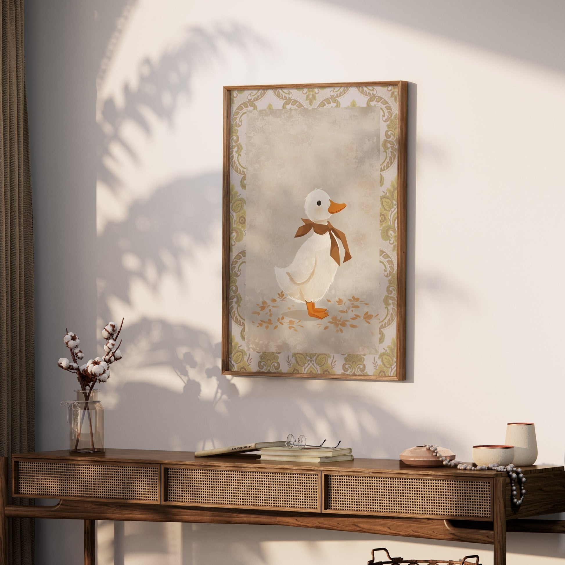 Premium Poster of Vintage Duck Illustration with Brown Bow Posters