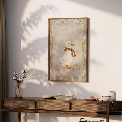 Premium Poster of Vintage Duck Illustration with Brown Bow Posters