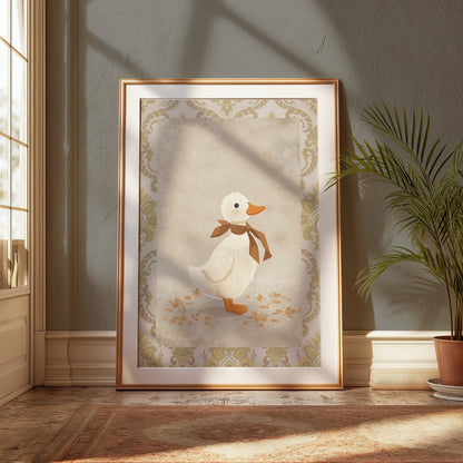 Premium Poster of Vintage Duck Illustration with Brown Bow Posters