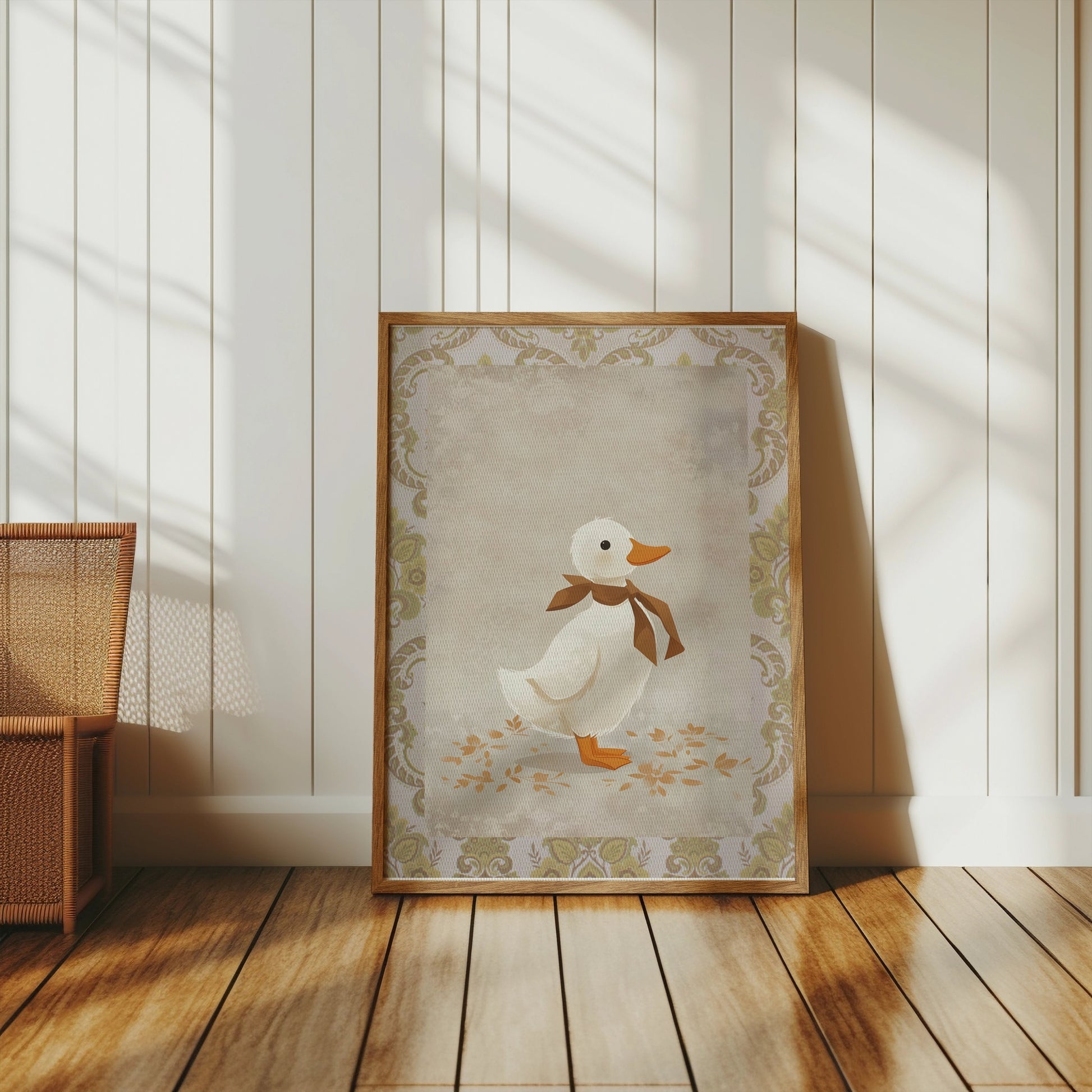 Premium Poster of Vintage Duck Illustration with Brown Bow Posters