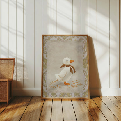 Premium Poster of Vintage Duck Illustration with Brown Bow Posters
