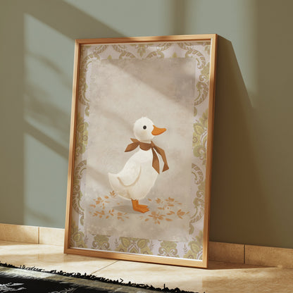 Premium Poster of Vintage Duck Illustration with Brown Bow Posters
