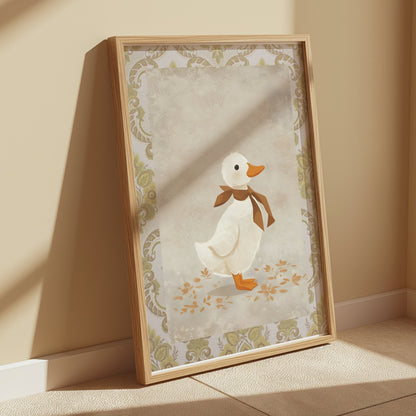 Premium Poster of Vintage Duck Illustration with Brown Bow Posters