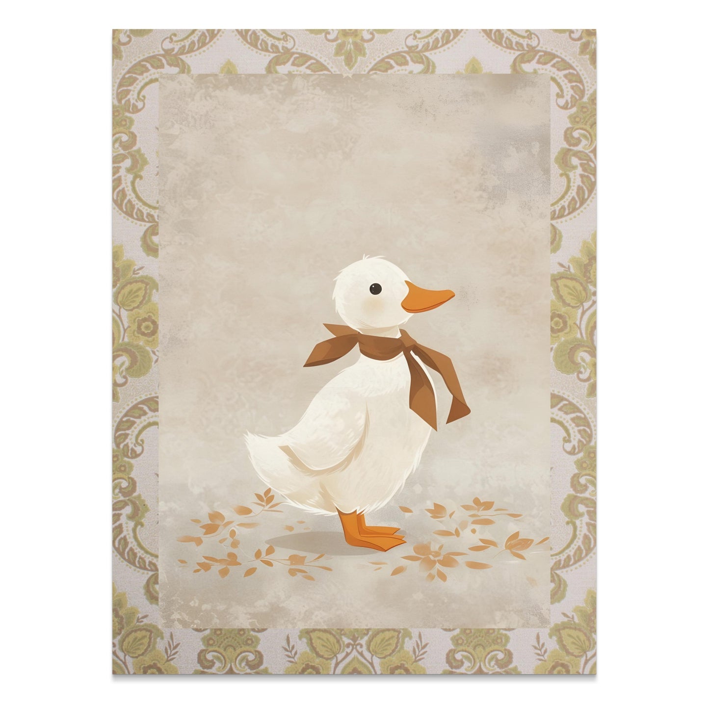 Premium Poster of Vintage Duck Illustration with Brown Bow Posters