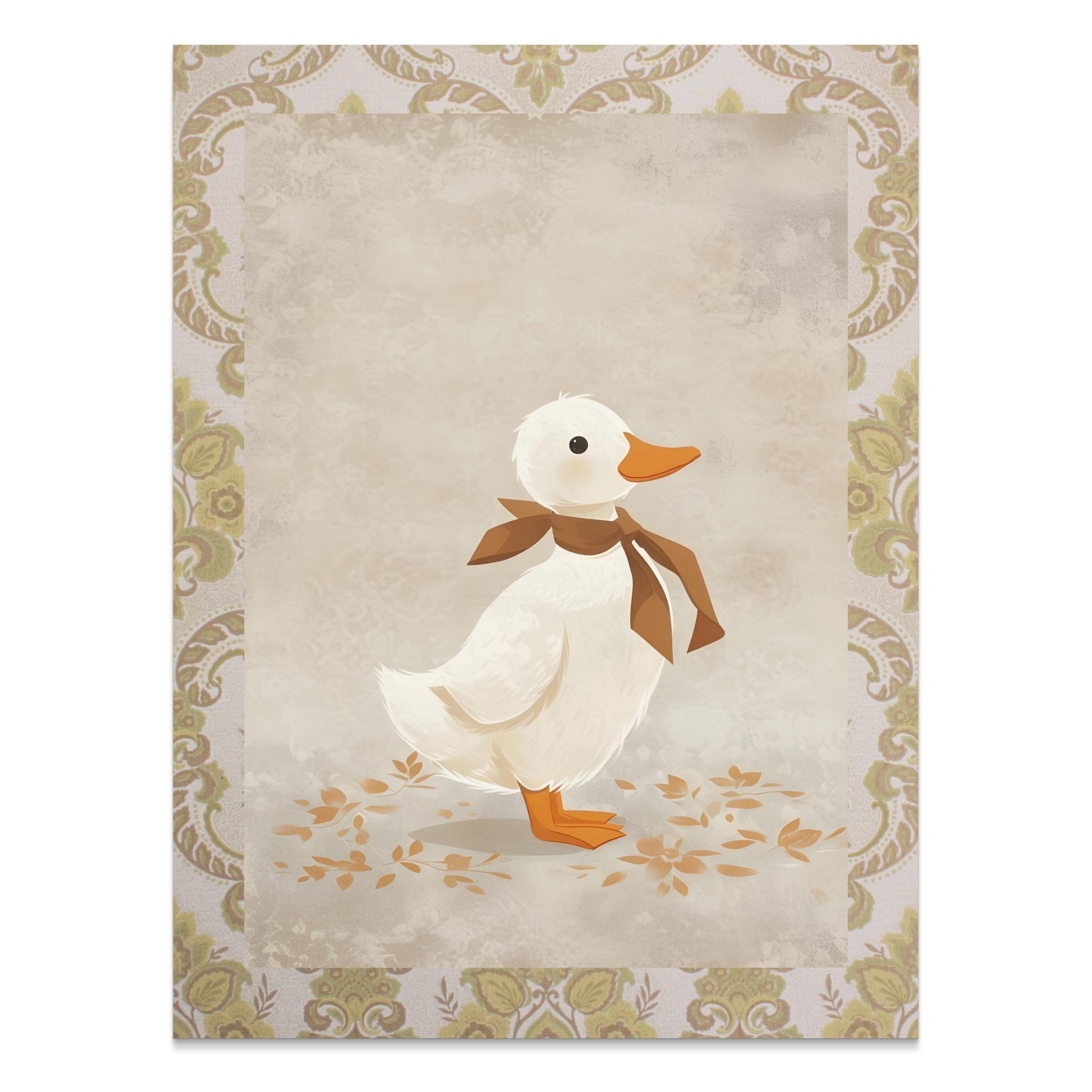Premium Poster of Vintage Duck Illustration with Brown Bow Posters