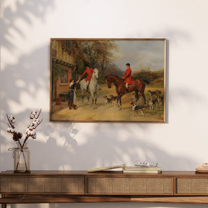 Premium Poster of Vintage Equestrian Hunting Scene with Hounds Posters