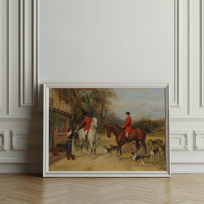 Premium Poster of Vintage Equestrian Hunting Scene with Hounds Posters