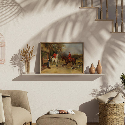 Premium Poster of Vintage Equestrian Hunting Scene with Hounds Posters