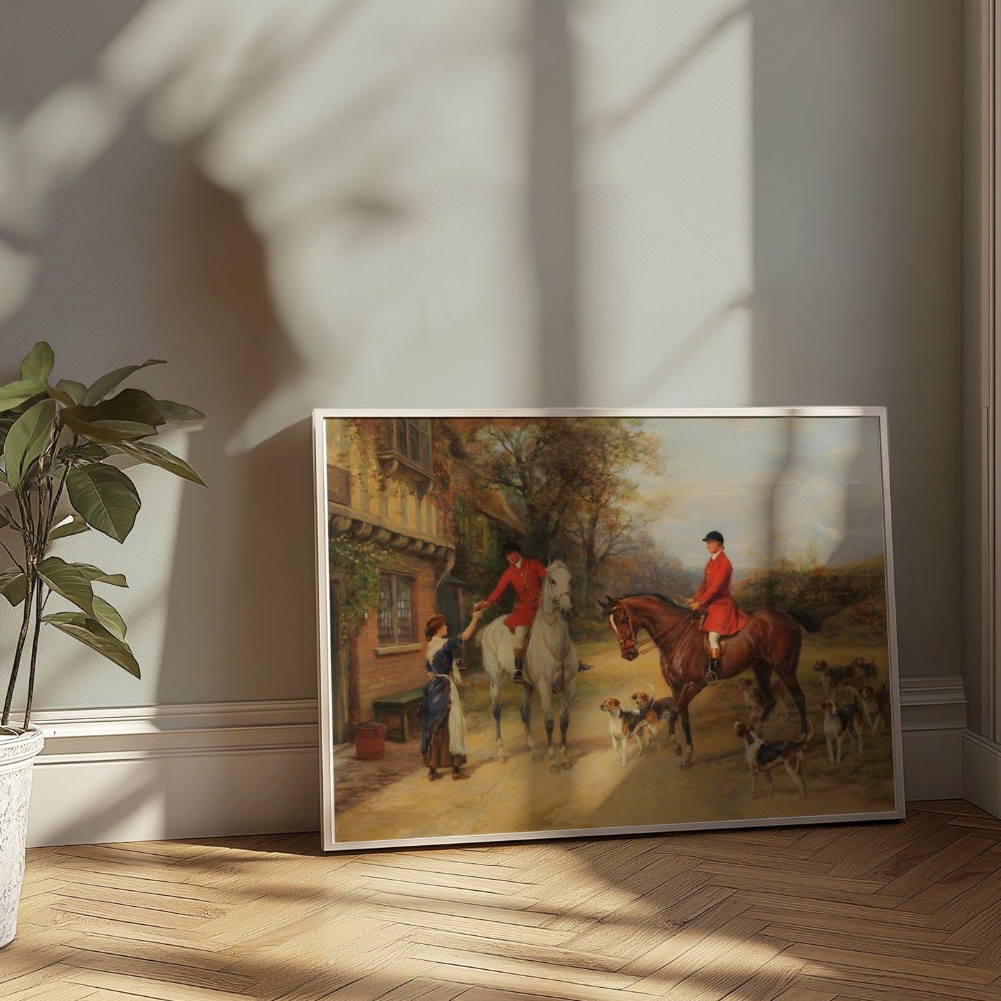 Premium Poster of Vintage Equestrian Hunting Scene with Hounds Posters