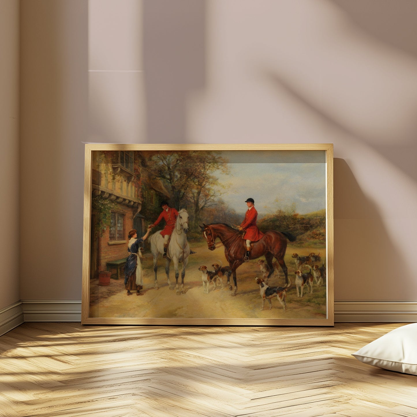 Premium Poster of Vintage Equestrian Hunting Scene with Hounds Posters