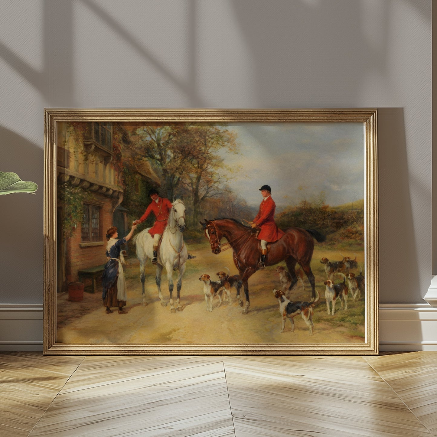 Premium Poster of Vintage Equestrian Hunting Scene with Hounds Posters