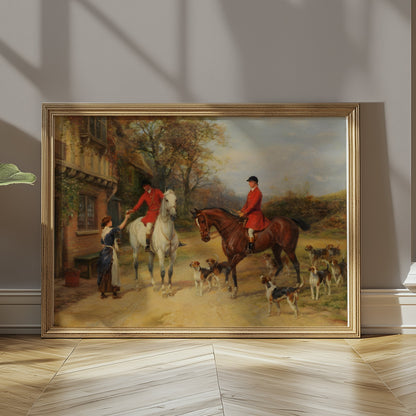 Premium Poster of Vintage Equestrian Hunting Scene with Hounds Posters