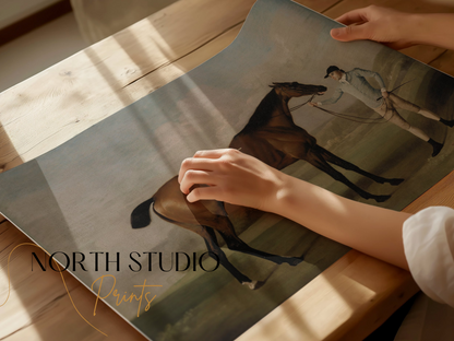 Premium Poster of Vintage Equestrian Scene with Horse and Rider Posters