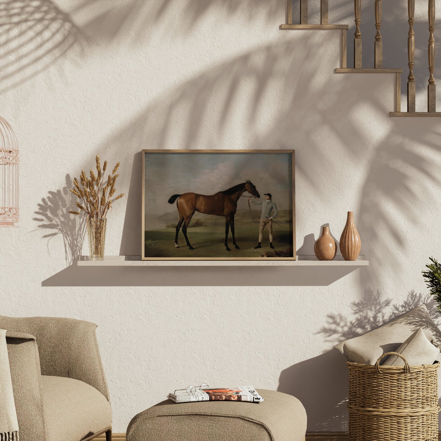 Premium Poster of Vintage Equestrian Scene with Horse and Rider Posters