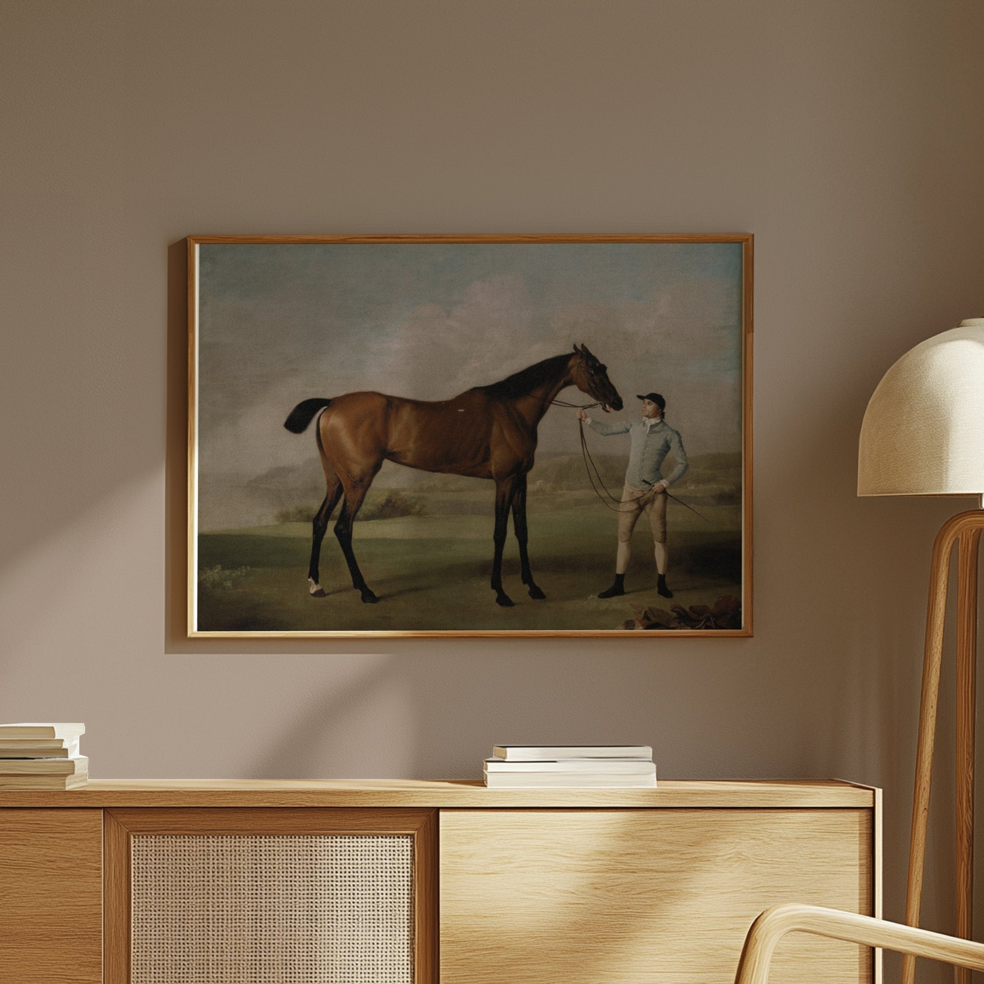 Premium Poster of Vintage Equestrian Scene with Horse and Rider Posters