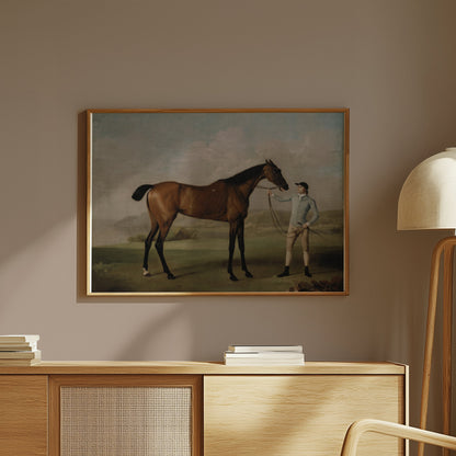 Premium Poster of Vintage Equestrian Scene with Horse and Rider Posters