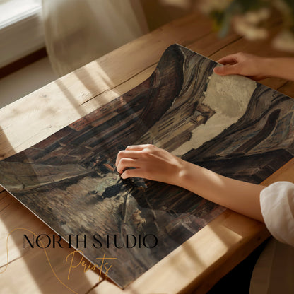 Premium Poster of Vintage European Alleyway Oil Painting Posters