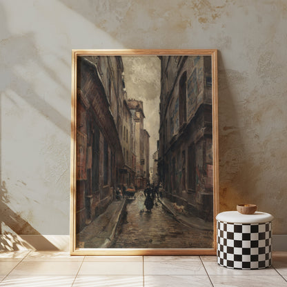Premium Poster of Vintage European Alleyway Oil Painting Posters
