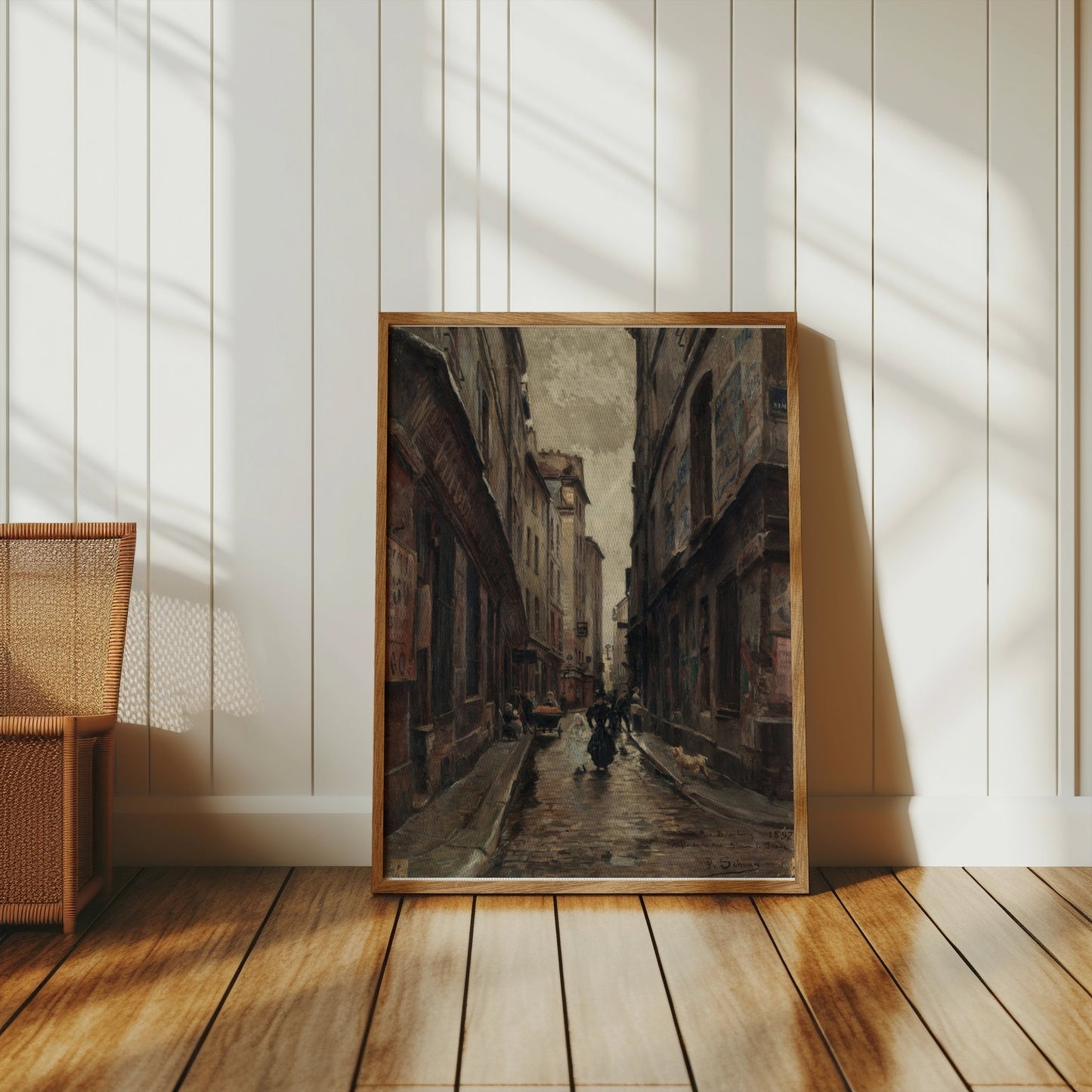 Premium Poster of Vintage European Alleyway Oil Painting Posters