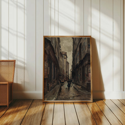 Premium Poster of Vintage European Alleyway Oil Painting Posters