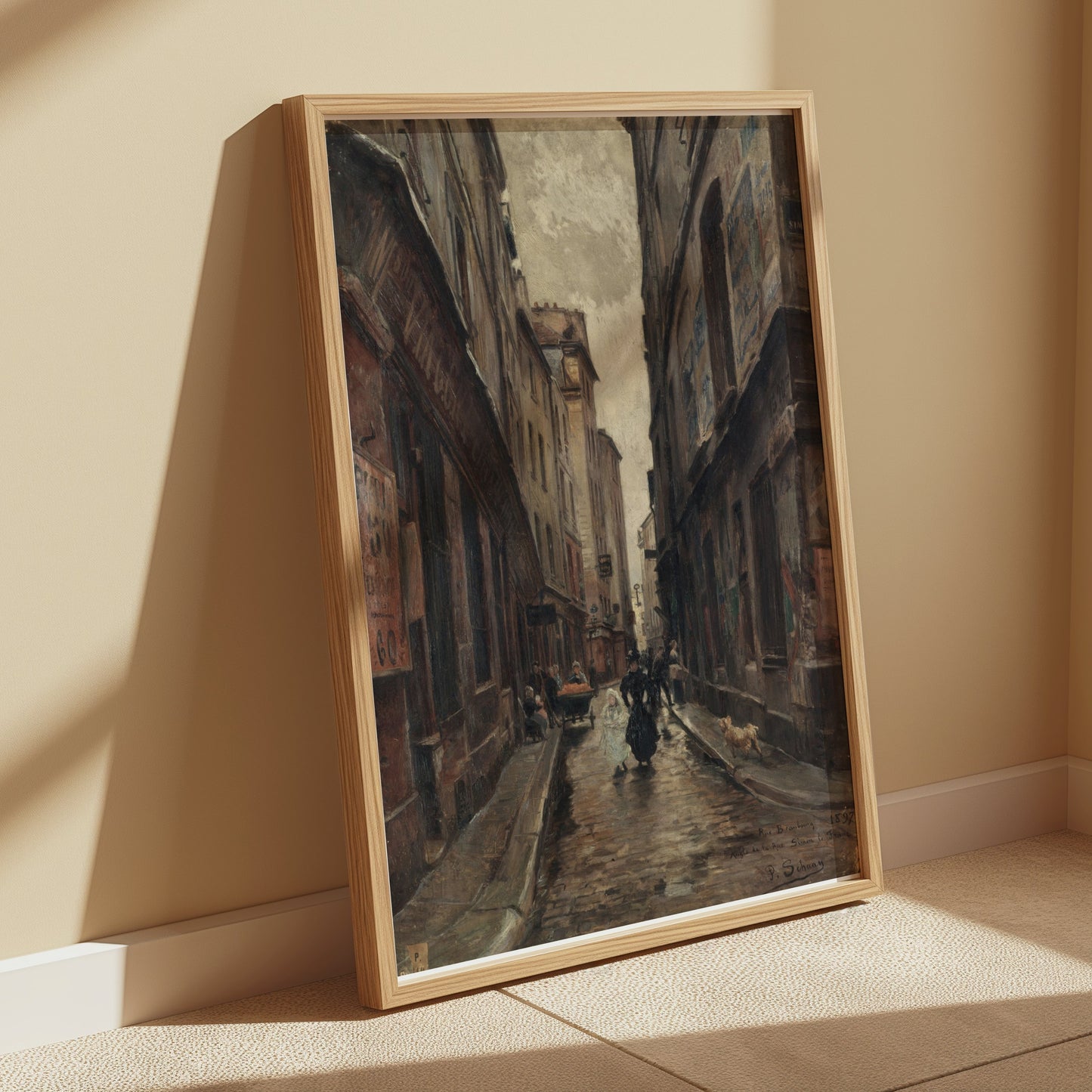 Premium Poster of Vintage European Alleyway Oil Painting Posters