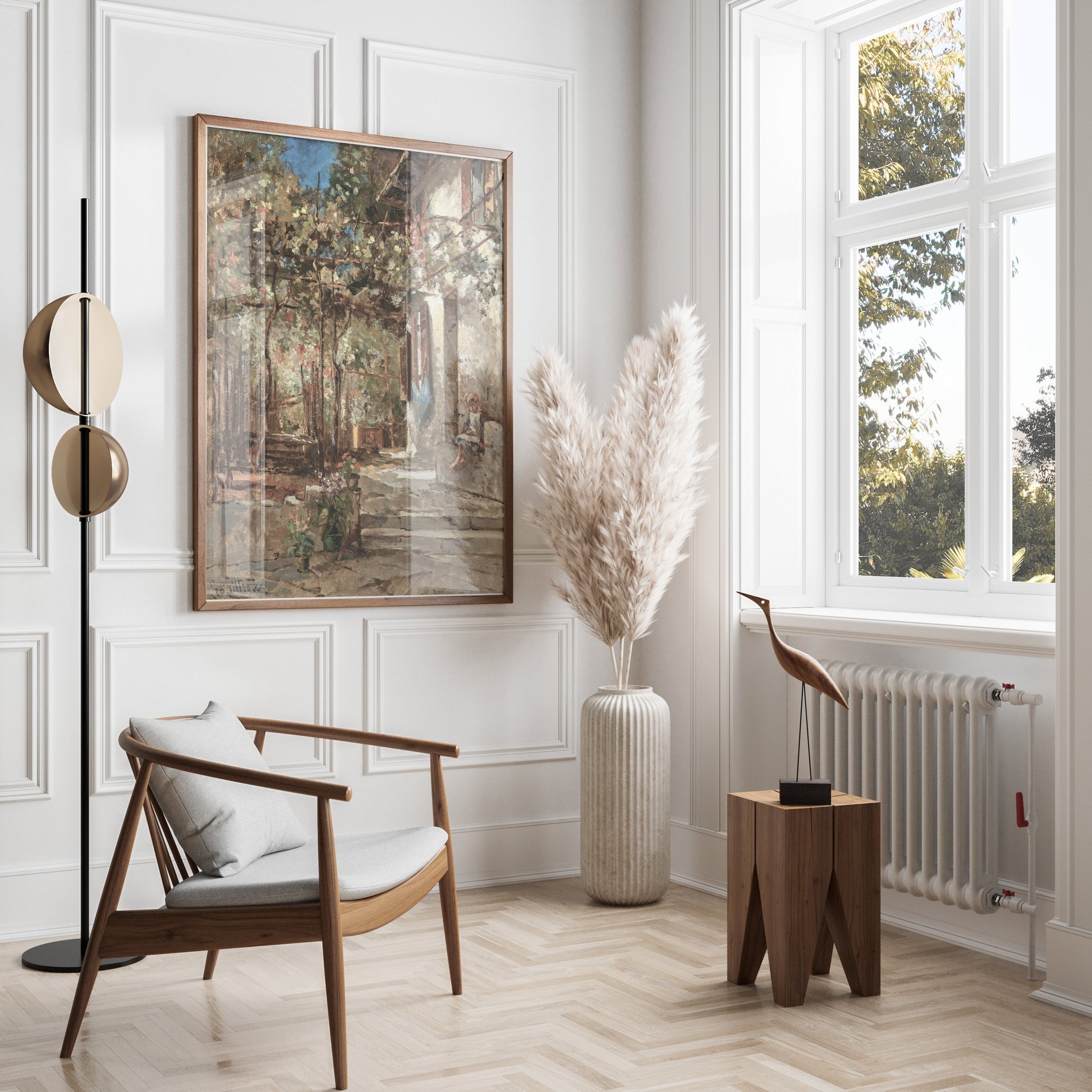 Premium Poster of Vintage European Courtyard Scene Wall Art Posters