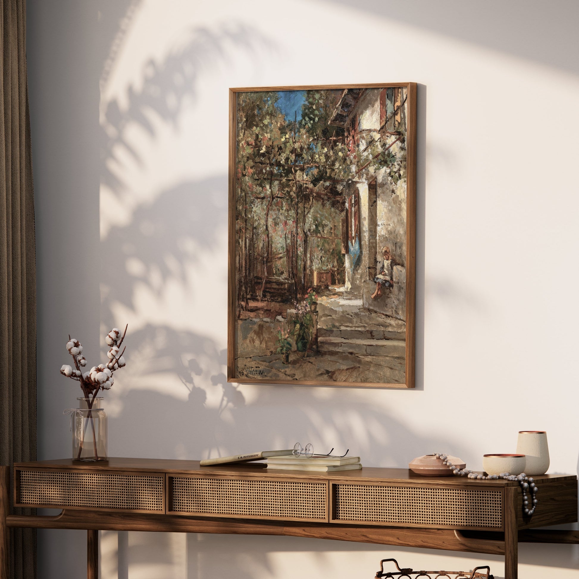 Premium Poster of Vintage European Courtyard Scene Wall Art Posters