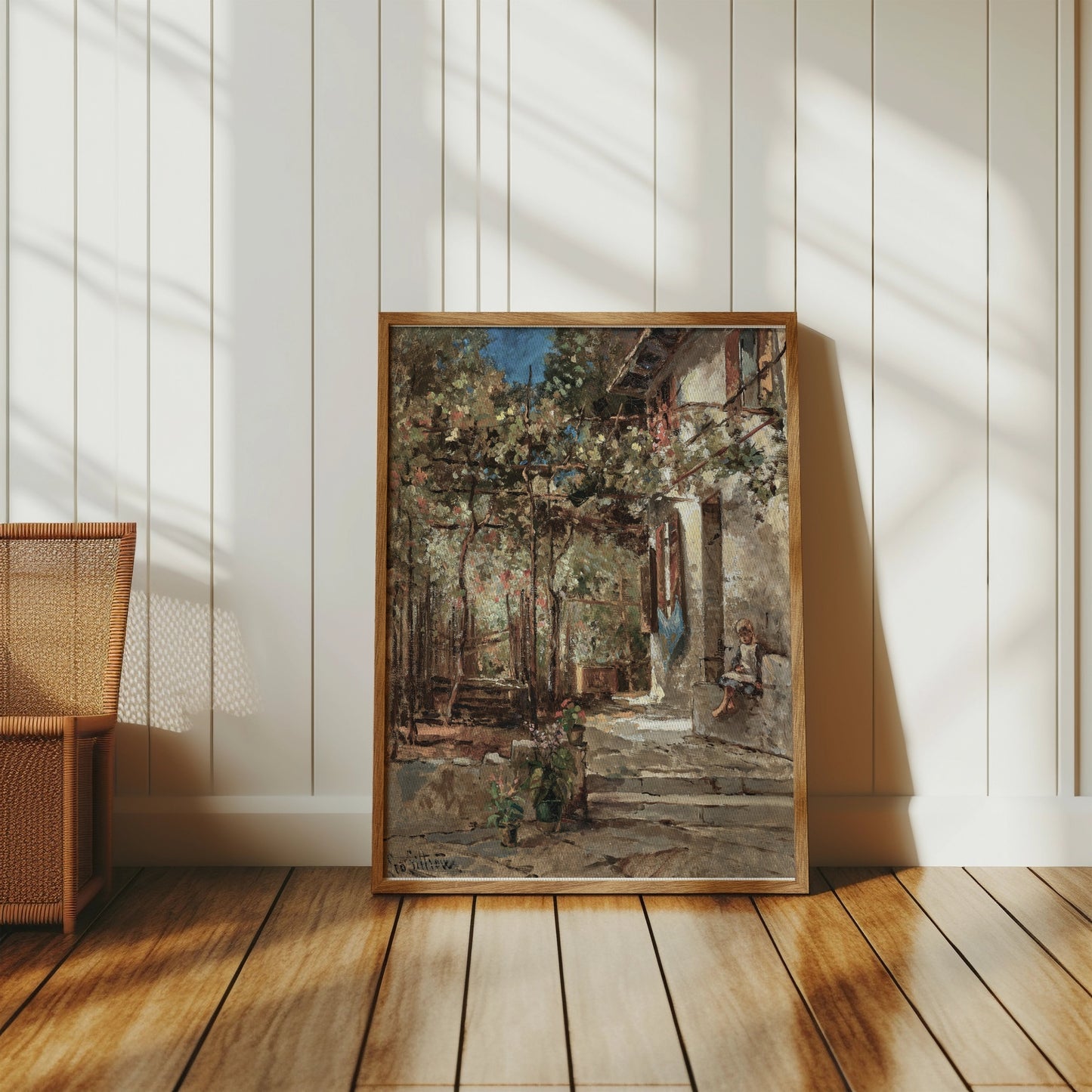 Premium Poster of Vintage European Courtyard Scene Wall Art Posters