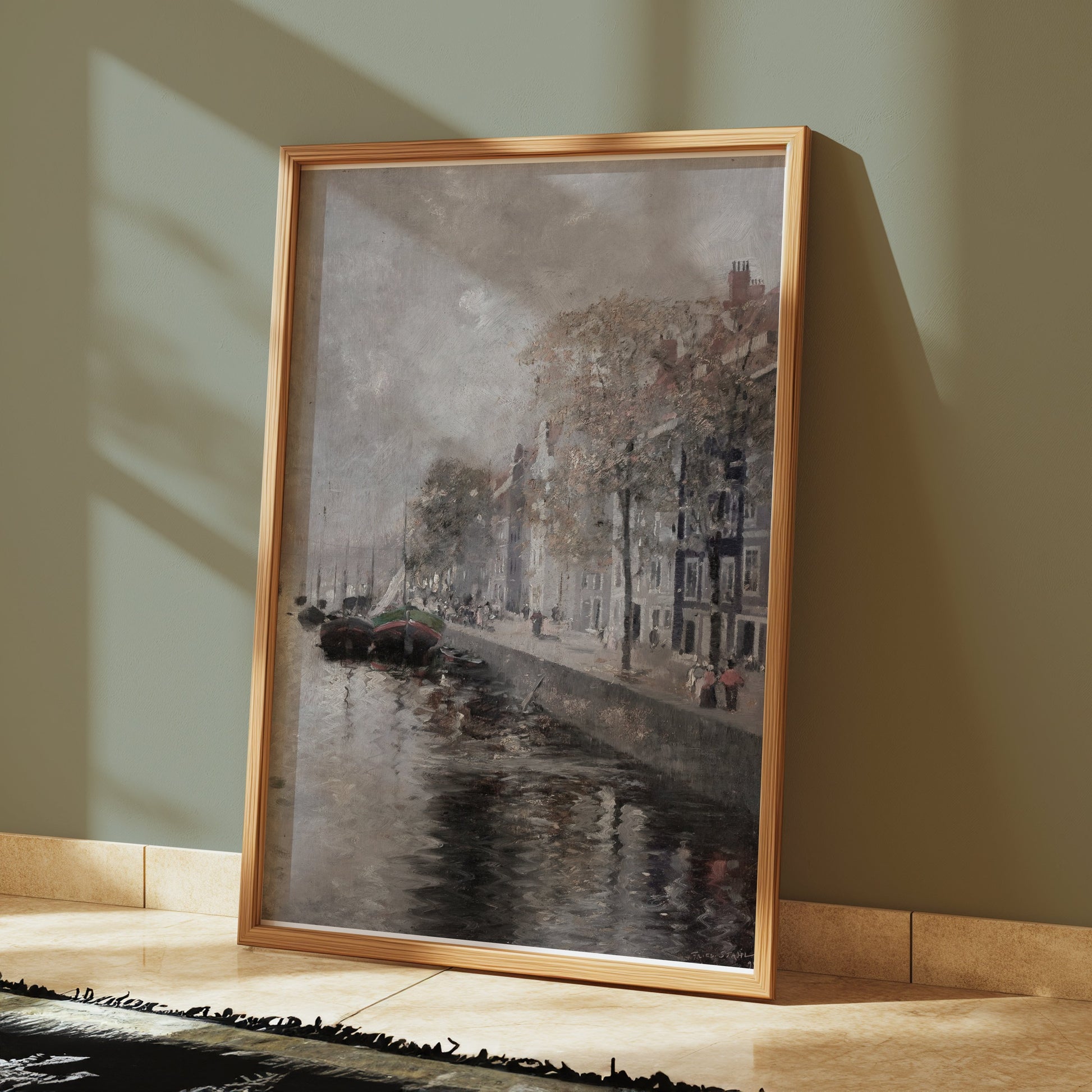 Premium Poster of Vintage European Dock Scene Wall Art Posters