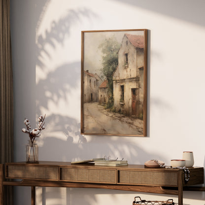 Premium Poster of Vintage European Village Scene Art Print Posters