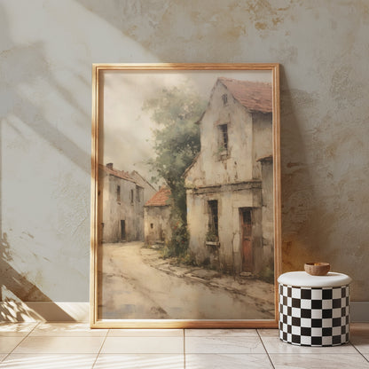 Premium Poster of Vintage European Village Scene Art Print Posters
