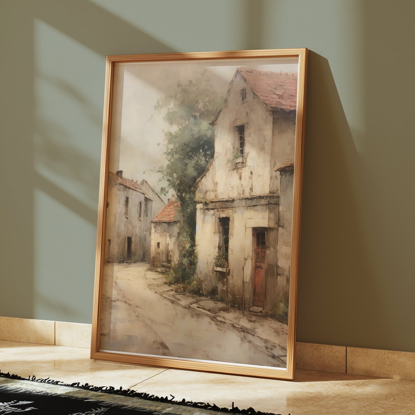 Premium Poster of Vintage European Village Scene Art Print Posters