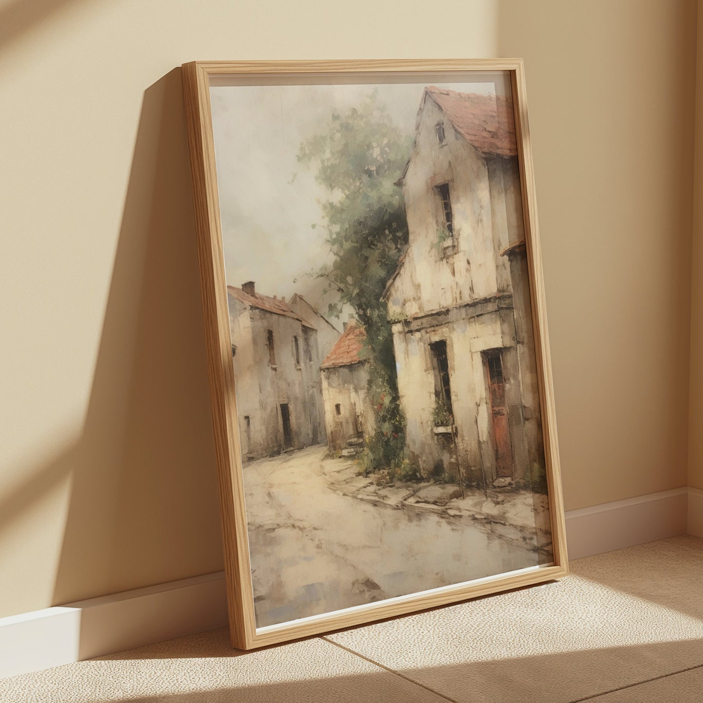 Premium Poster of Vintage European Village Scene Art Print Posters
