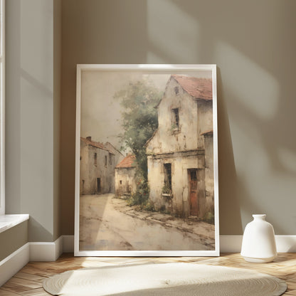 Premium Poster of Vintage European Village Scene Art Print Posters