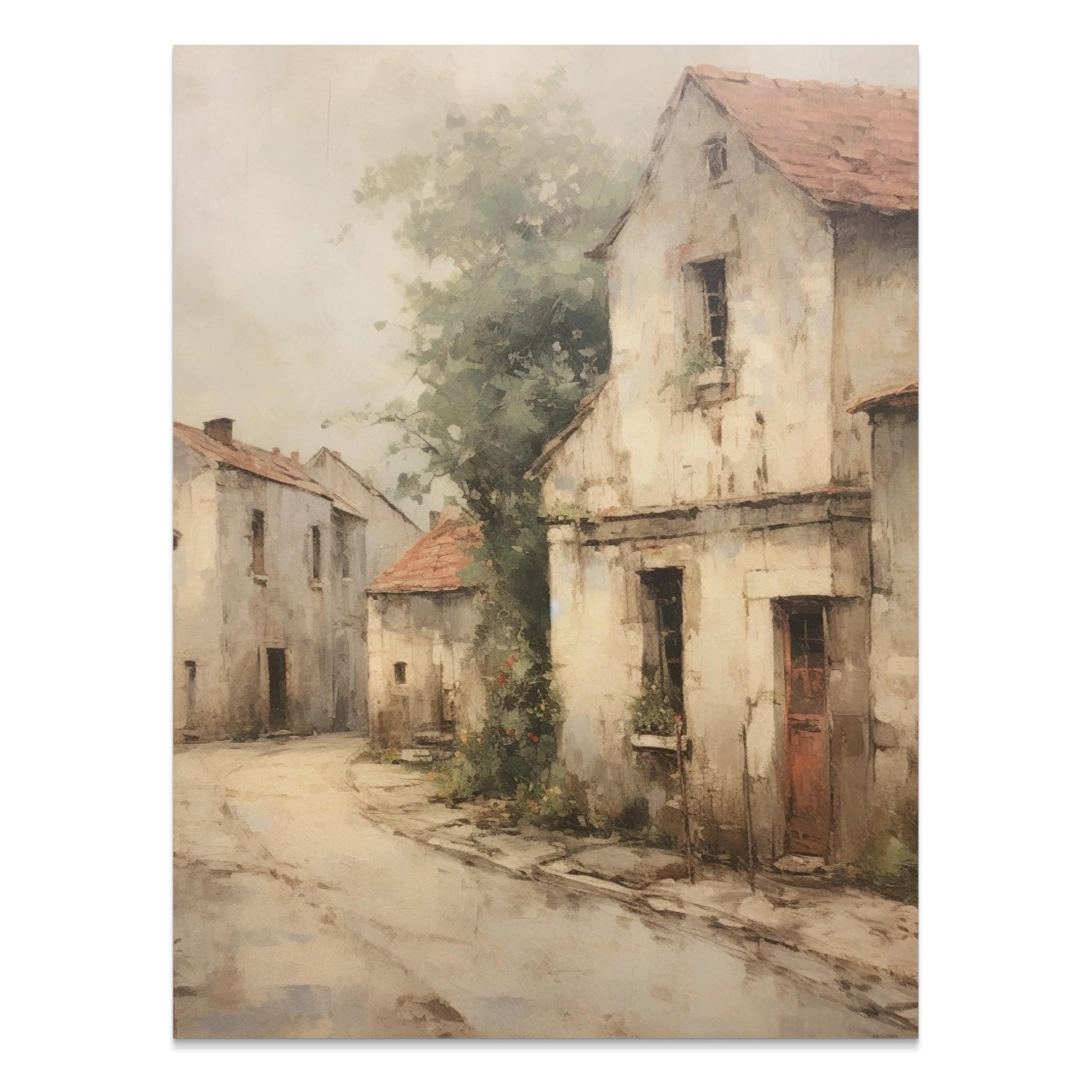 Premium Poster of Vintage European Village Scene Art Print Posters
