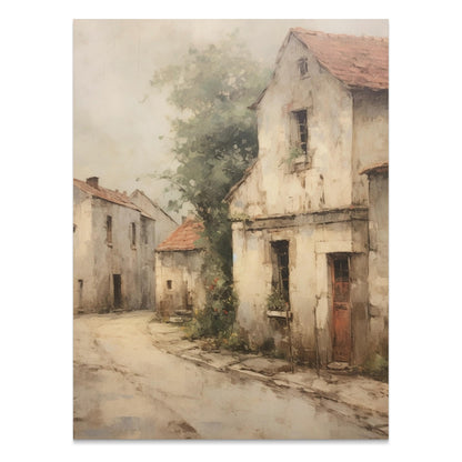 Premium Poster of Vintage European Village Scene Art Print Posters
