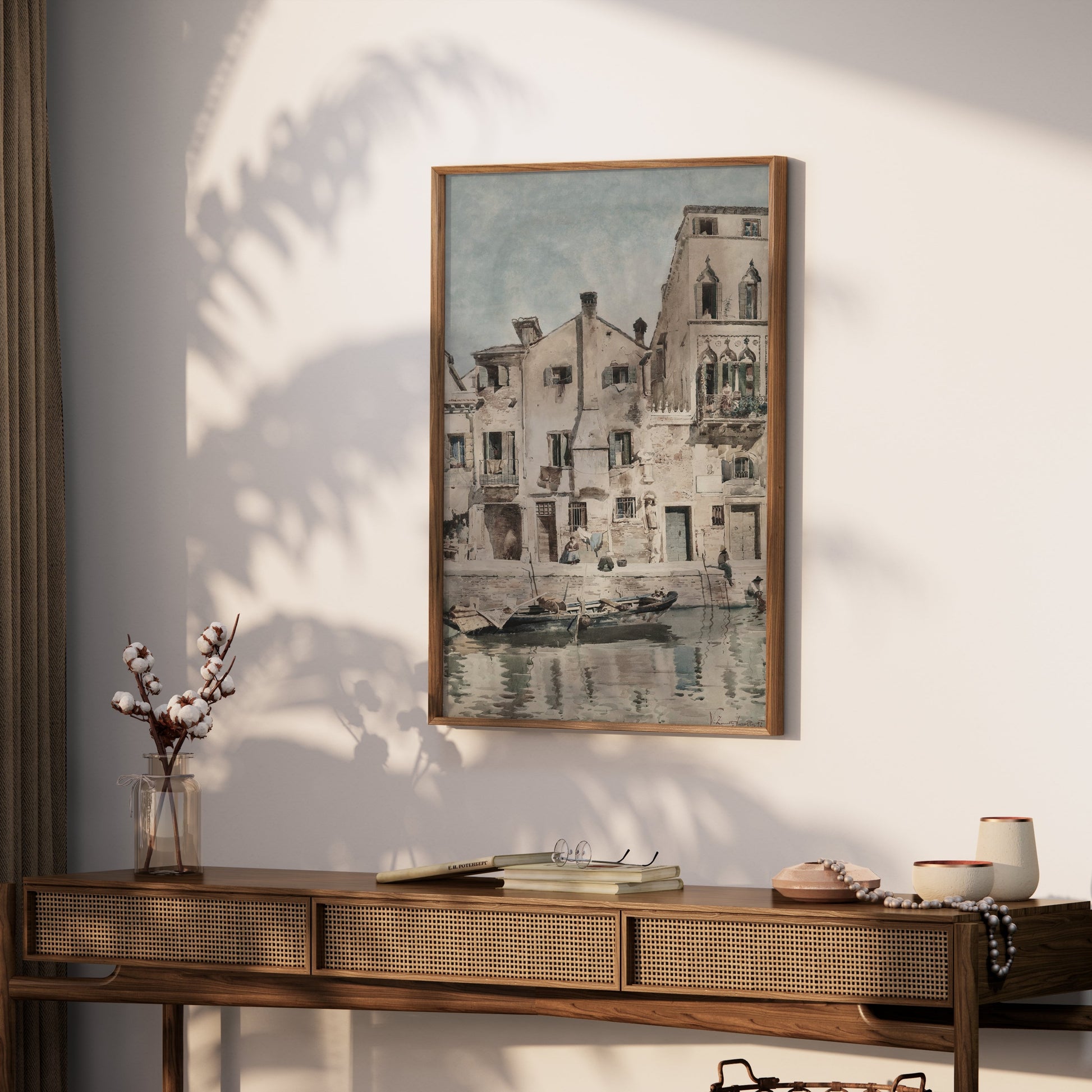 Premium Poster of Vintage European Waterfront Scene Art Posters