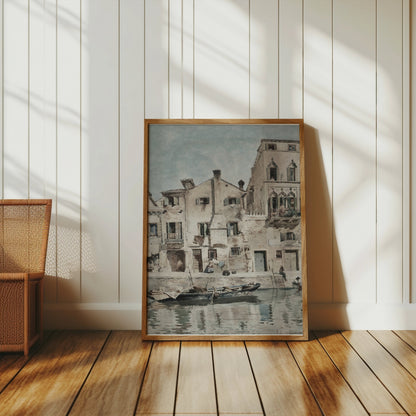 Premium Poster of Vintage European Waterfront Scene Art Posters