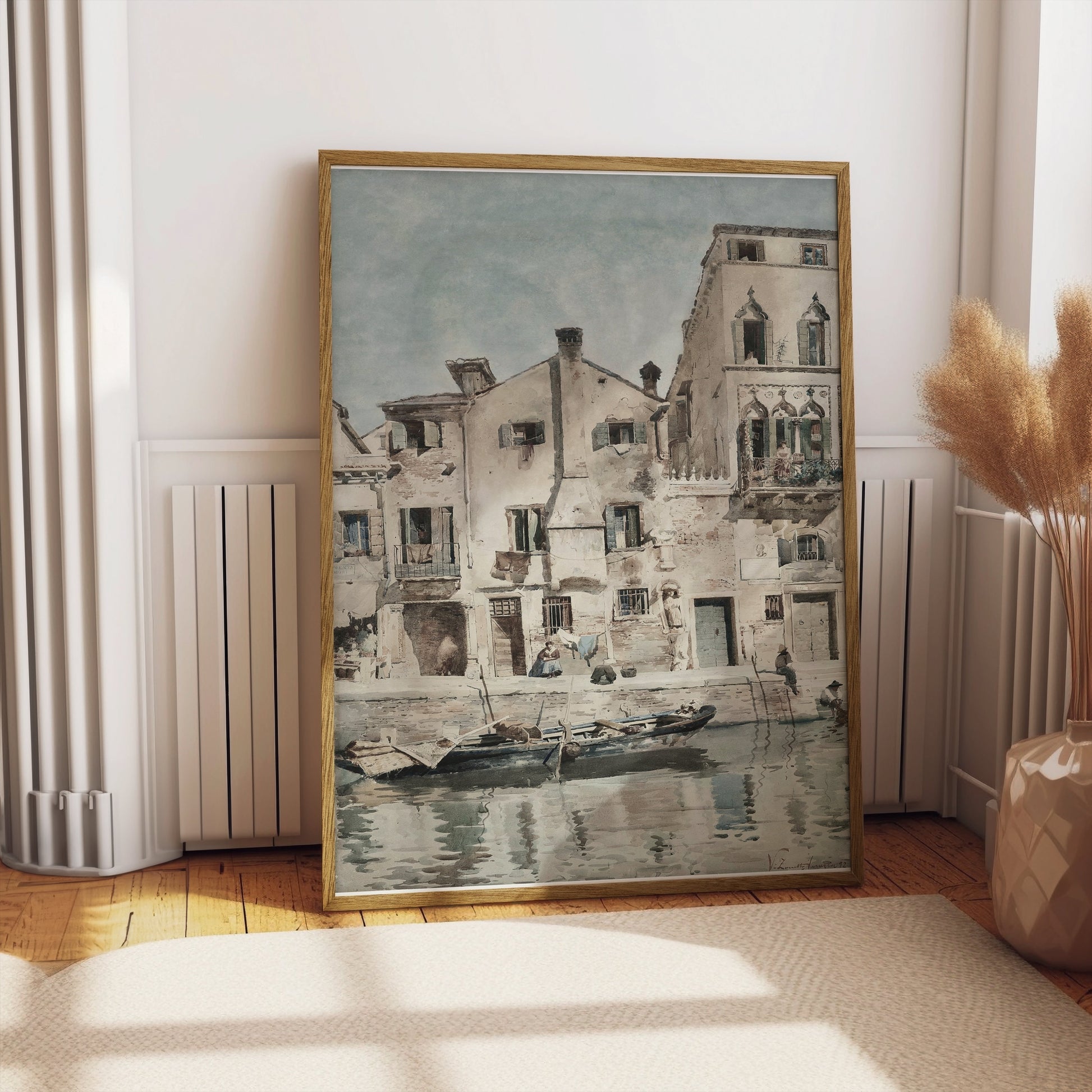 Premium Poster of Vintage European Waterfront Scene Art Posters