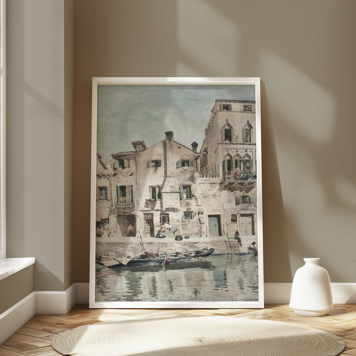 Premium Poster of Vintage European Waterfront Scene Art Posters