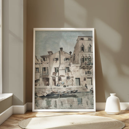 Premium Poster of Vintage European Waterfront Scene Art Posters