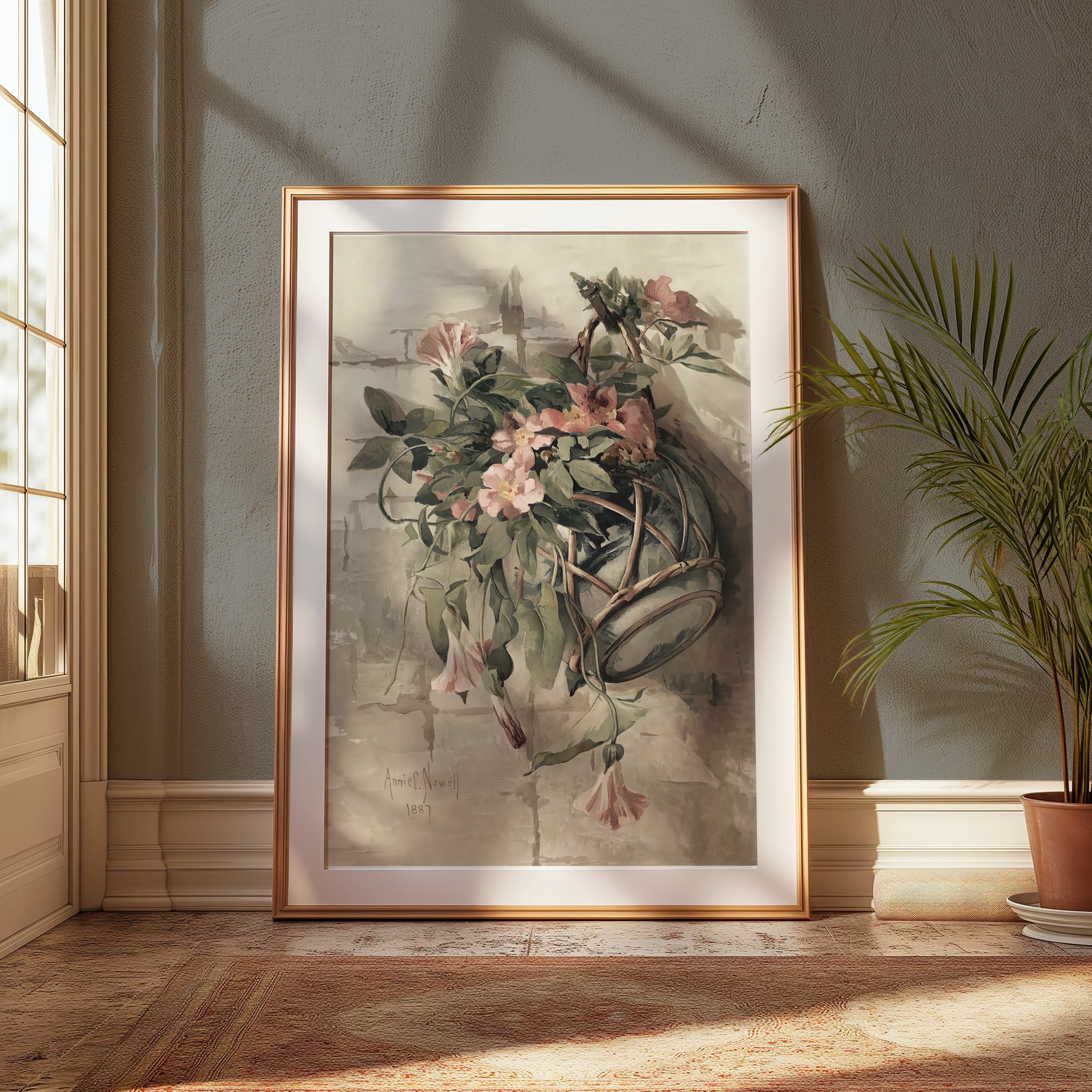 Premium Poster of Vintage Floral Basket Art Print 1889 Illustration Posters