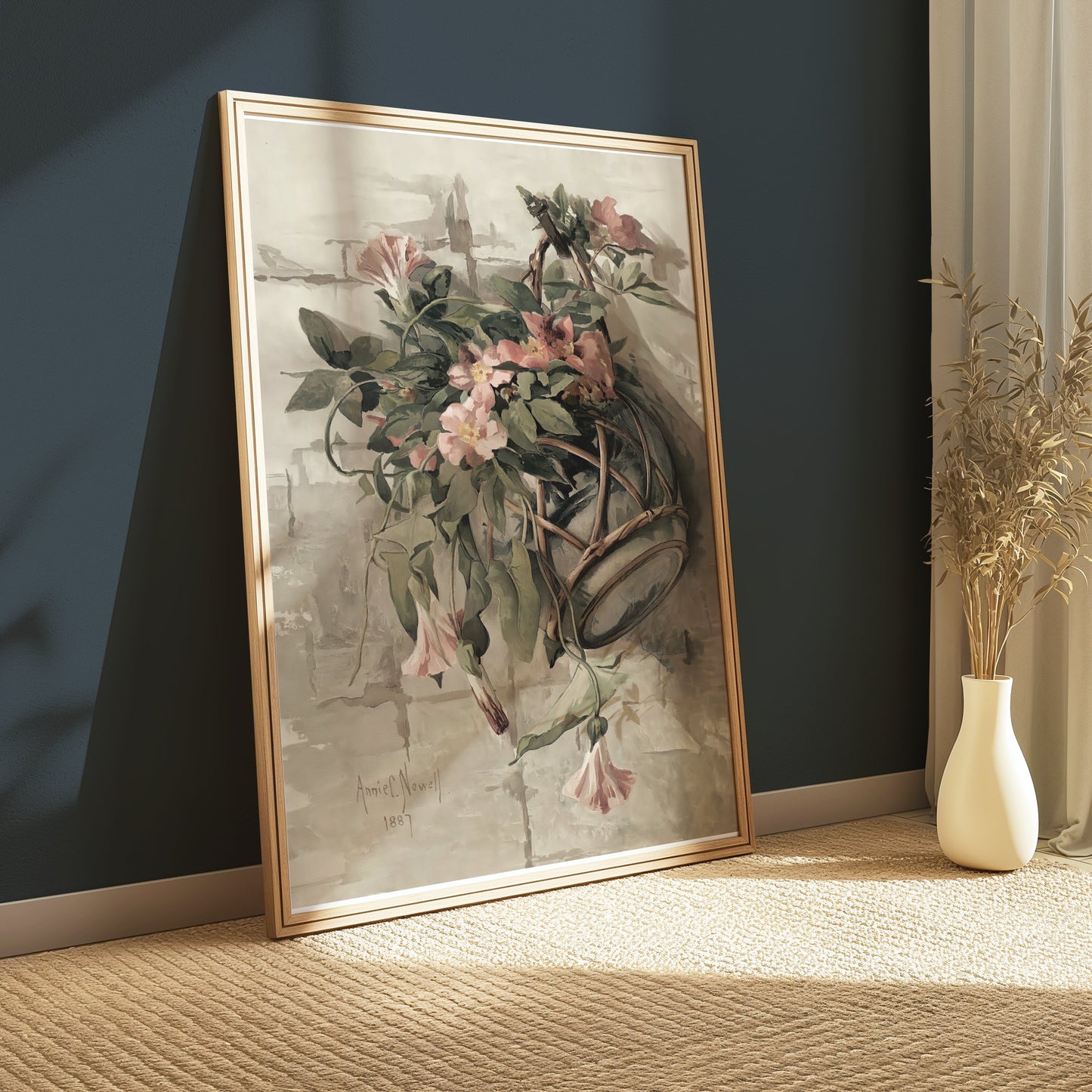 Premium Poster of Vintage Floral Basket Art Print 1889 Illustration Posters