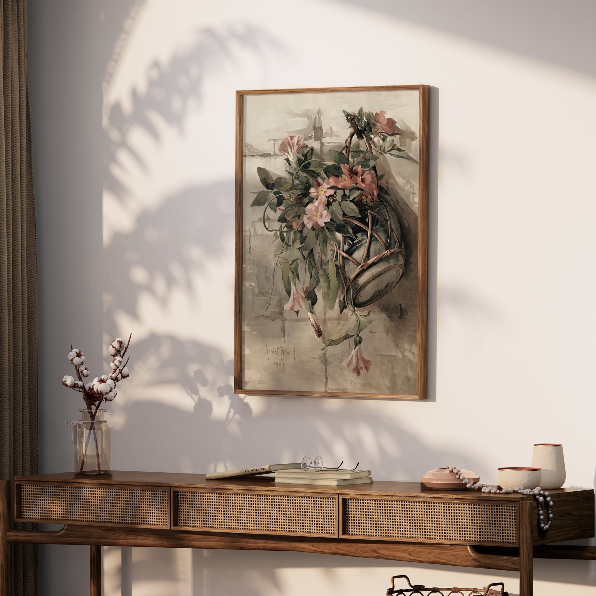 Premium Poster of Vintage Floral Basket Art Print 1889 Illustration Posters