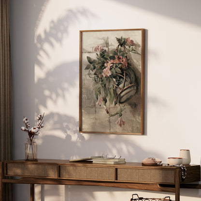 Premium Poster of Vintage Floral Basket Art Print 1889 Illustration Posters